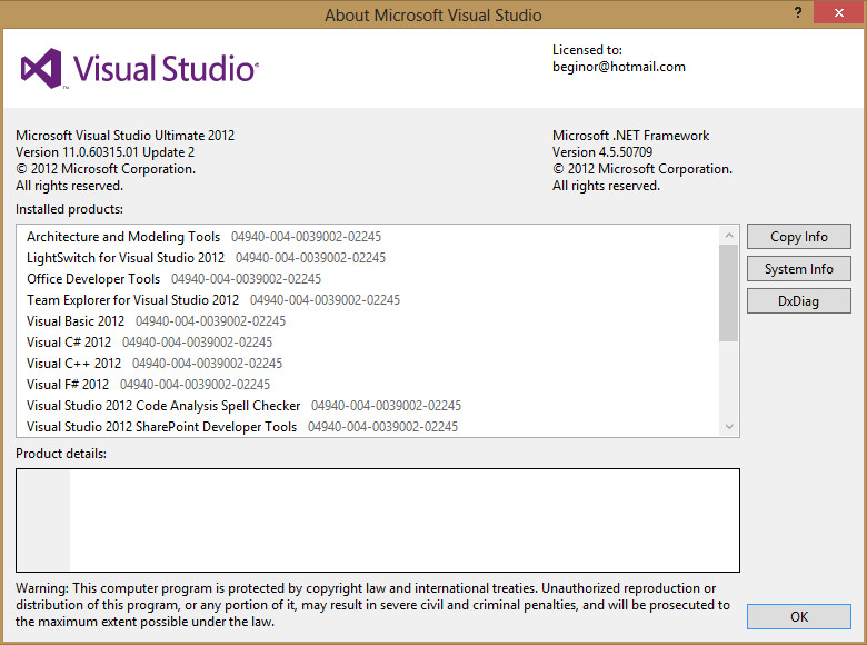 Visual studio & .Net information