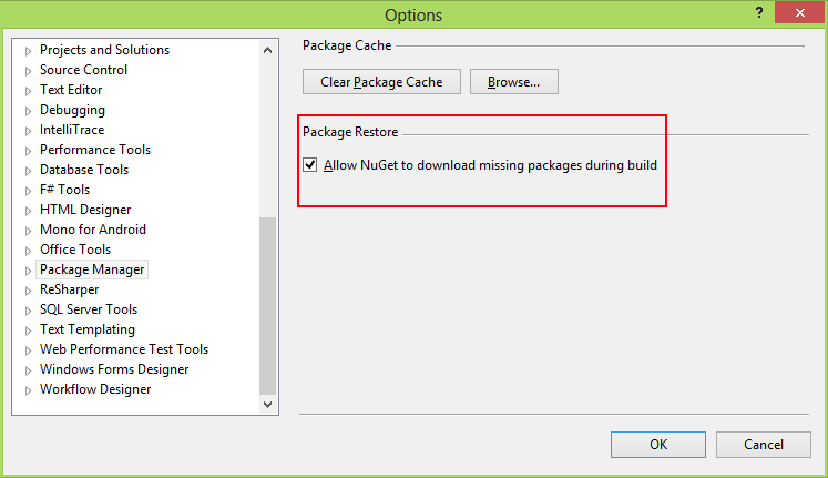 Allow NuGet download missing packages during builds